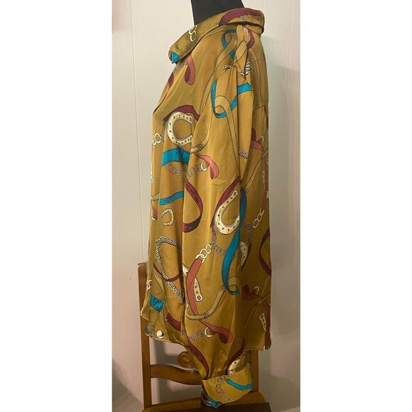 Cato Equestrian Western Silky Button-Down Long‎ Sleeve Collared Blouse XL - Picture 3 of 12